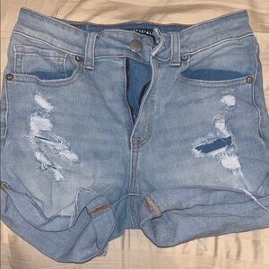 Aeropostale Faded Blue Ripped Jean Shorts